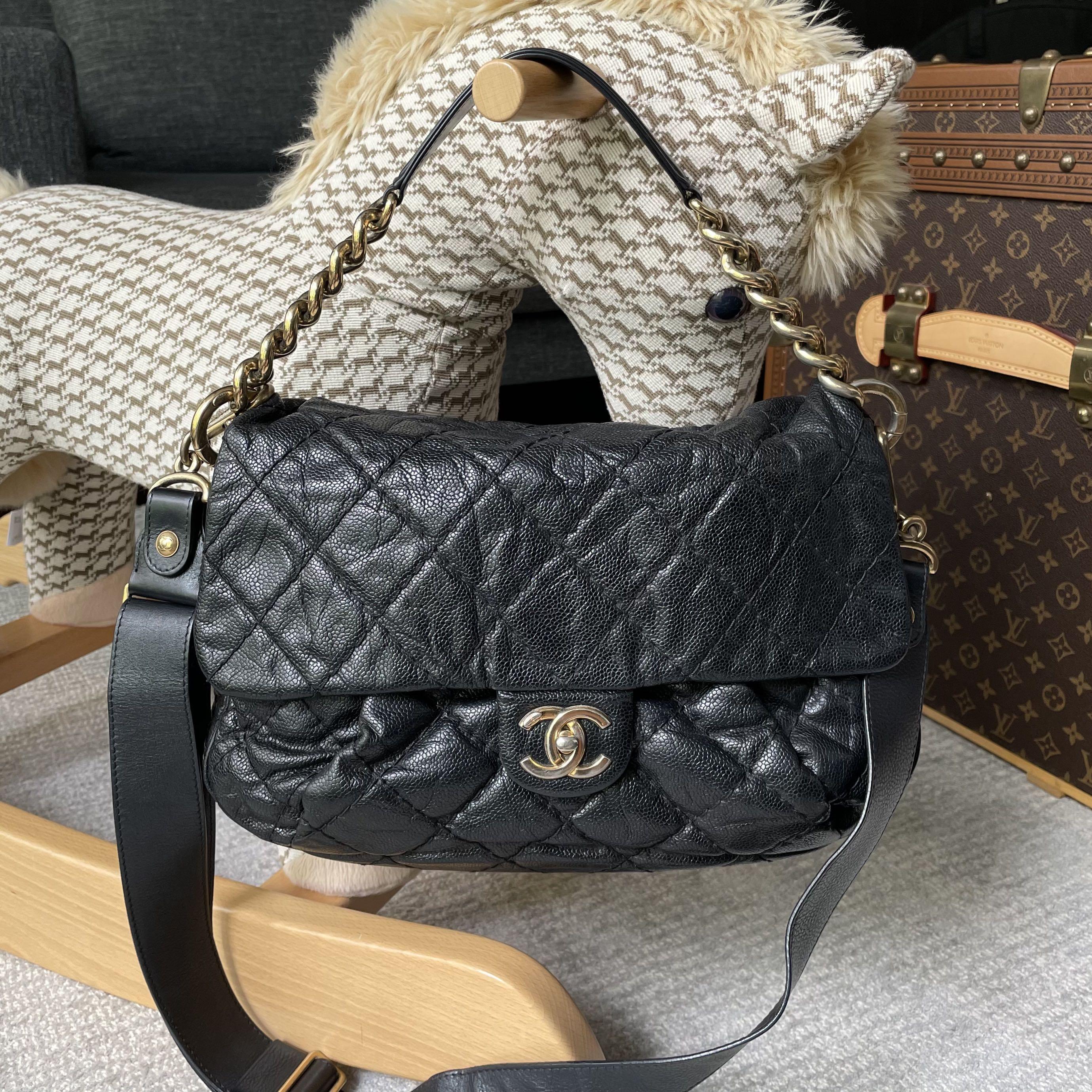 Chanel Coco Pleats Tote Quilted Calfskin Large Black 668831