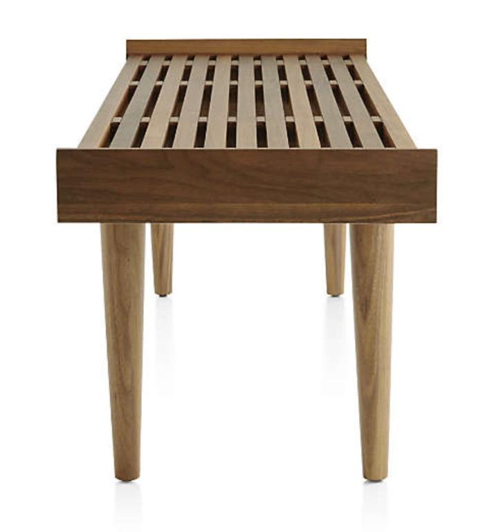 Crate & Barrel Bench Tate Walnut Slatted, Furniture & Home Living