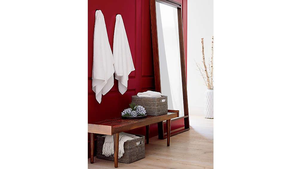 Crate & Barrel Bench Tate Walnut Slatted, Furniture & Home Living