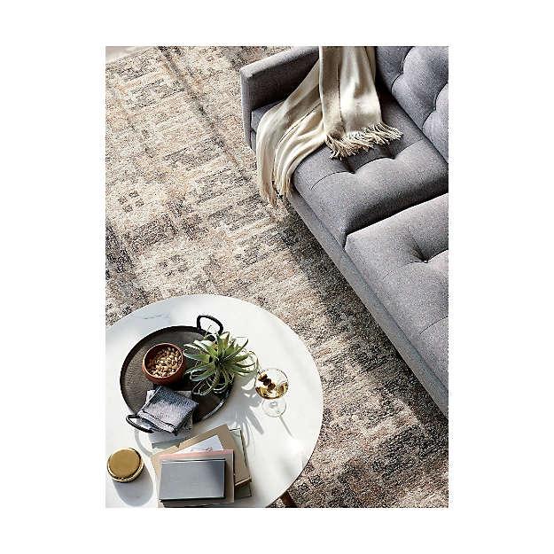 Crate & Barrel Elke Round Marble Coffee Table with Brass Base, Furniture, Tables & Chairs on