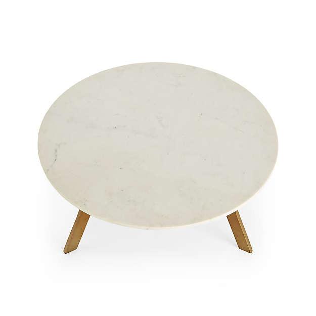 Crate & Barrel Elke Round Marble Coffee Table with Brass Base, Furniture, Tables & Chairs on