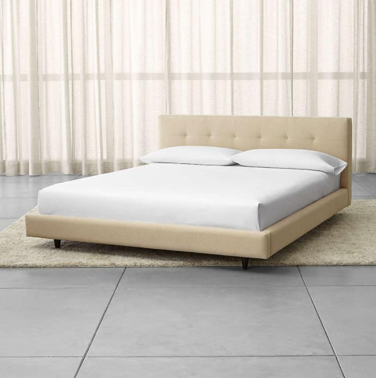 REDUCED Crate Barrel Tate King Upholstered Bed Frame Furniture