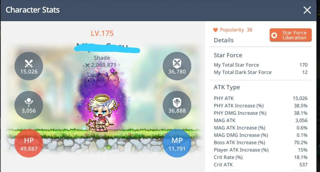 Maplestory M LVL176 SHADE ACCOUNT, Video Gaming, Gaming Accessories