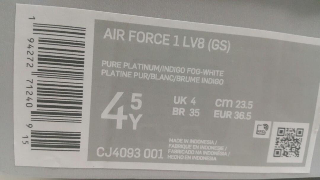 Nike Air Force 1 LV8 GS Pure Platinum/Indigo Fog-White - CJ4093