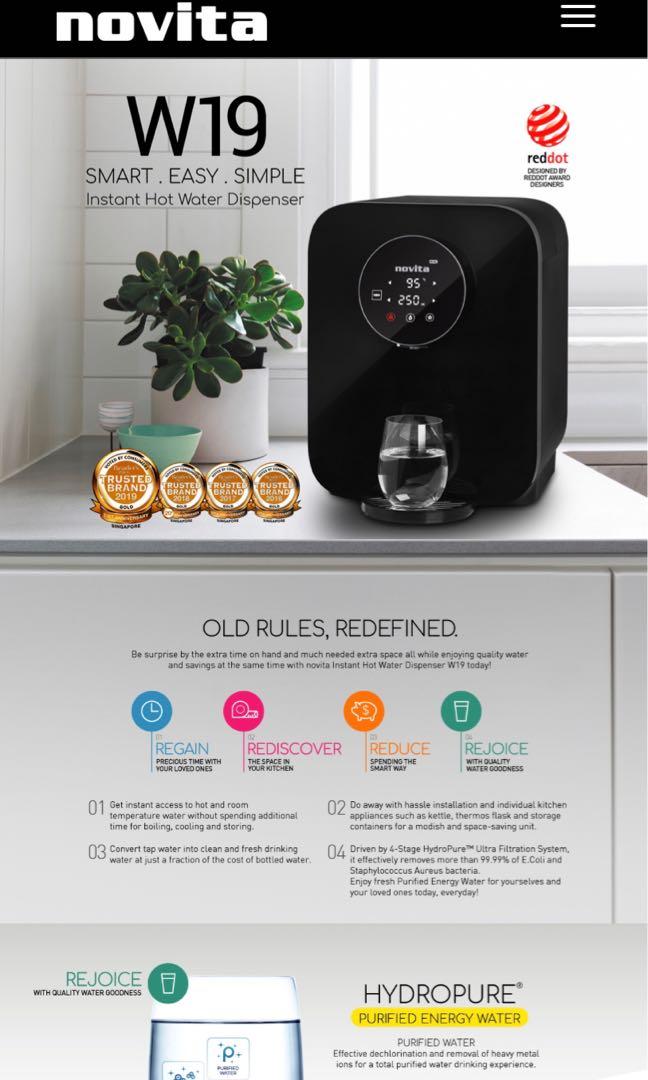 Novita W19 Instant Hot Water Dispenser with New Filter TV Home