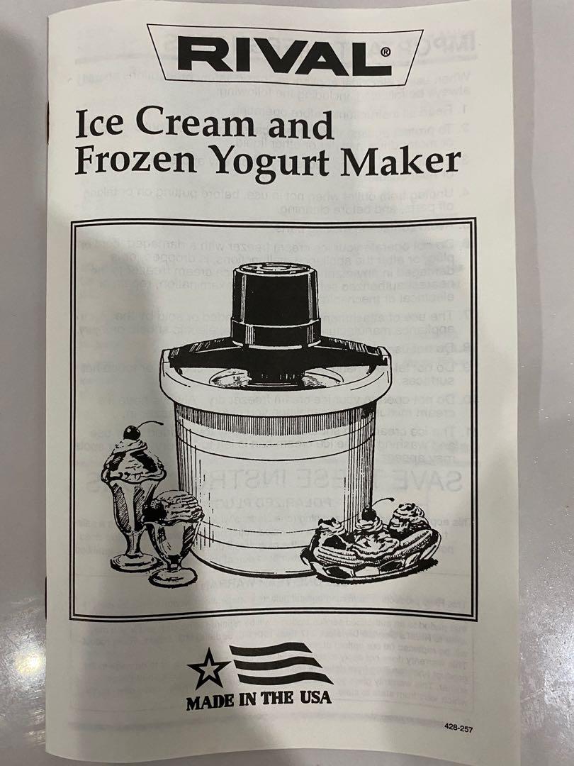 Rival ice cream and yogurt freezer(model8405), TV & Home Appliances