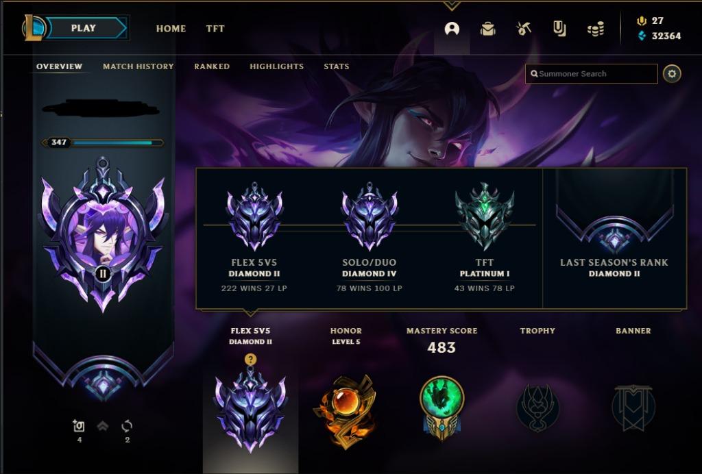 Selling Diamond League Of Legends Account, Video Gaming, Gaming ...