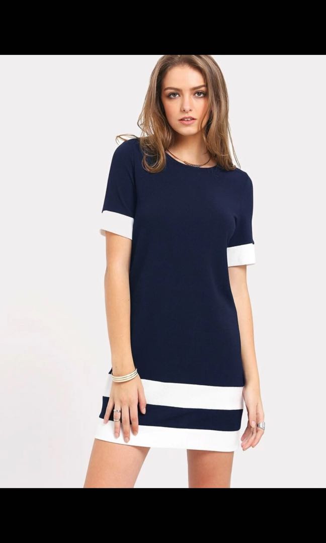 shein navy blue dress