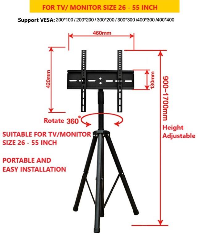 TV Tripod Monitor stand 360 Rotating 1455 Inch Mount Stand Height