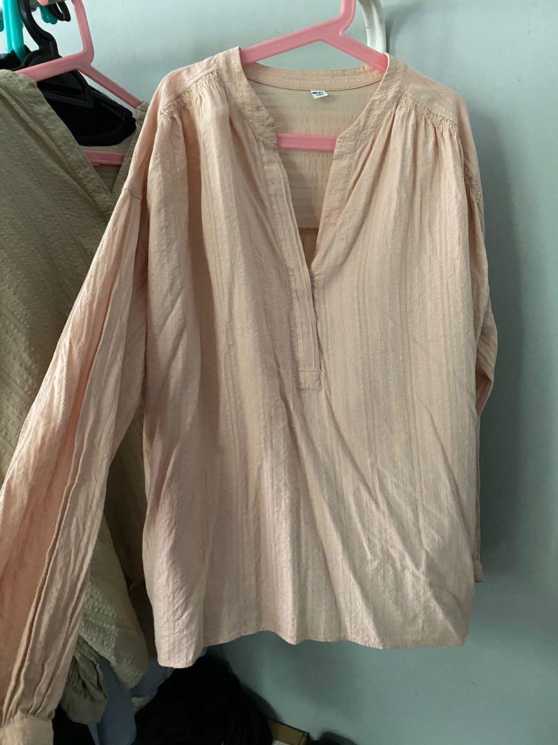 Uniqlo Peach Blouse, Women's Fashion, Tops, Blouses on Carousell