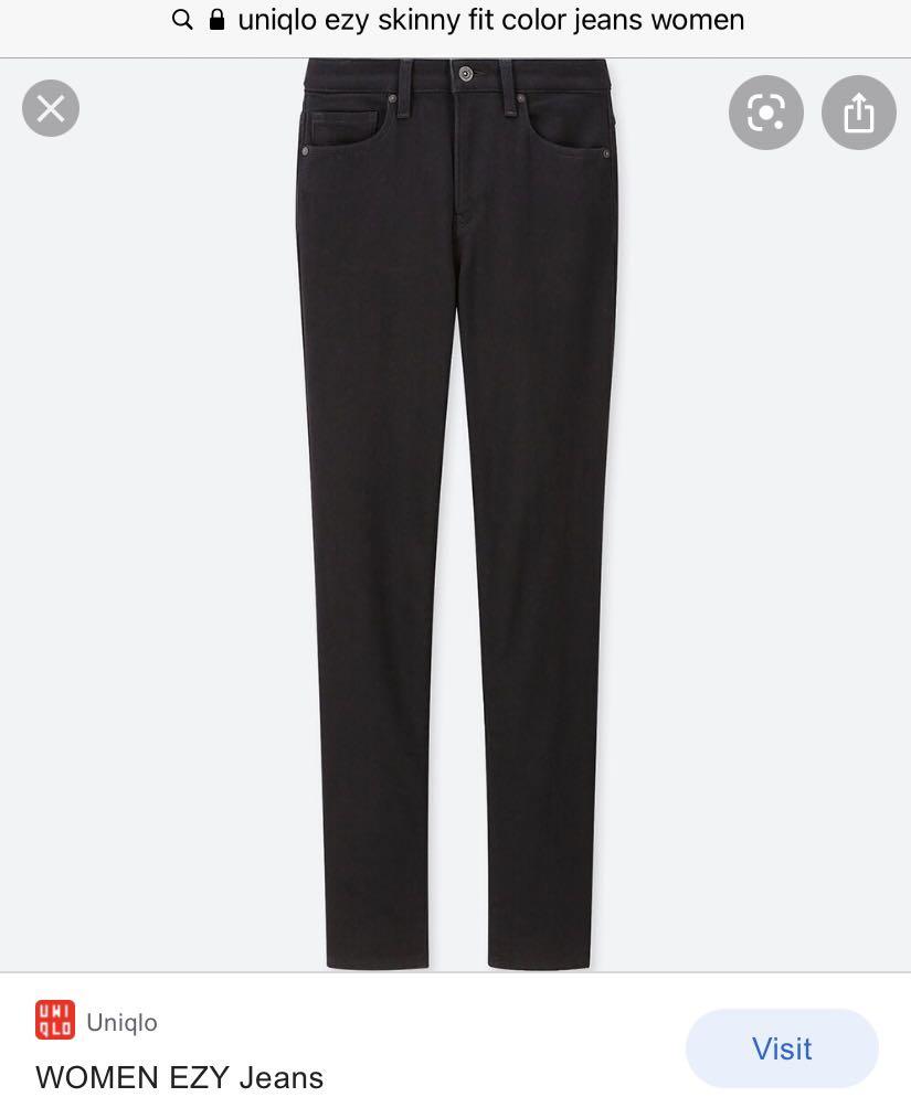 Uniqlo EZY skinny fit color jeans (Black) Women, Women's Fashion