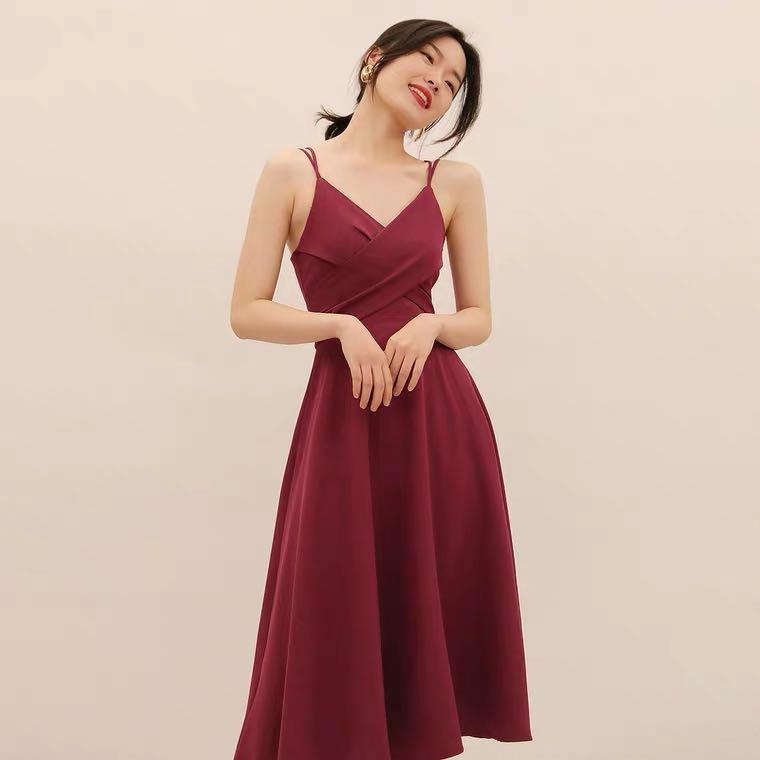 1073 3 COLOURS maroon green white cny dress midi long