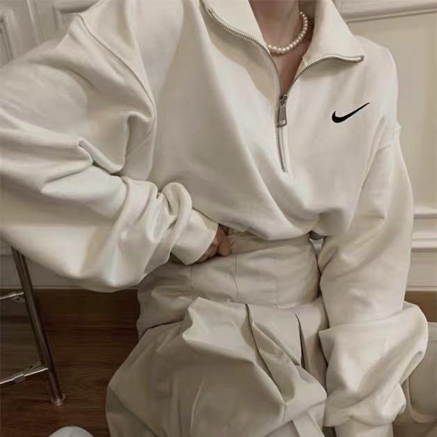White nike cheap half zip women's