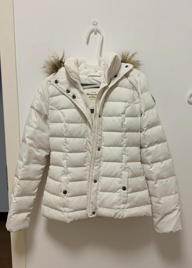 A F White Down Jacket Abercrombie Fitch Hollister