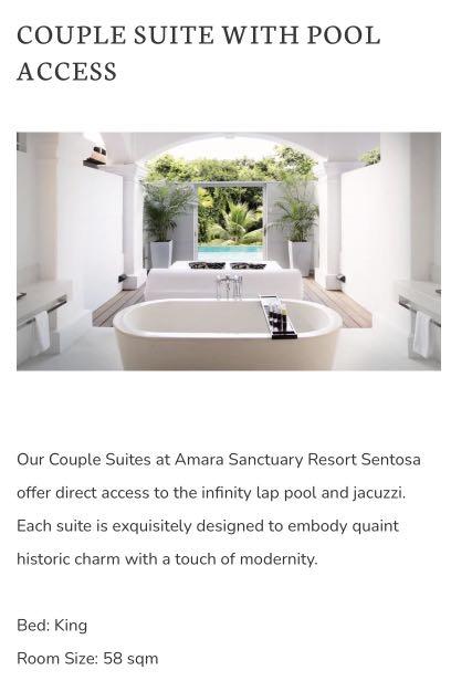 Amara Sanctuary Resort Sentosa Couple Suite Bf Direct Pool Everything Else On Carousell