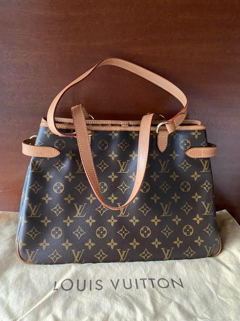 AUTHENTIC LOUIS VUITTON MONOGRAM BATIGNOLLES HORIZONTAL LEATHER STRAP TOTE  BAG