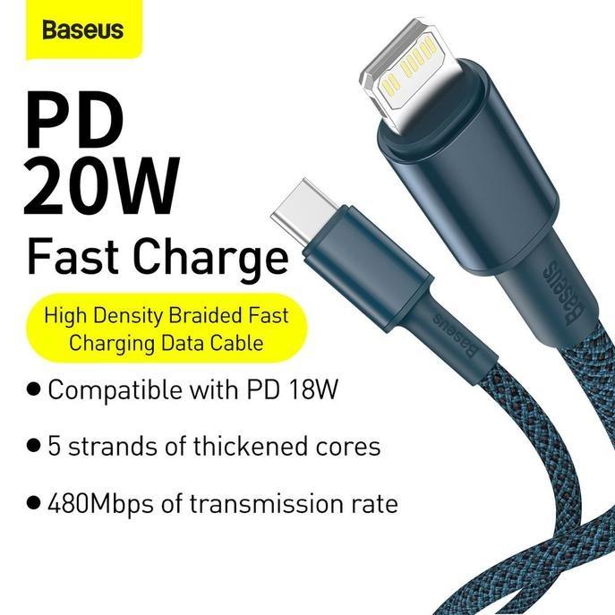Baseus 20W Blue Lightning High Density Braided 7 Pins Fast charging cable  USB C Cable for