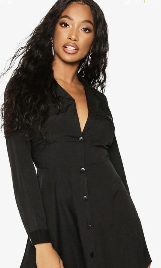 Black Button Up Skater Dress