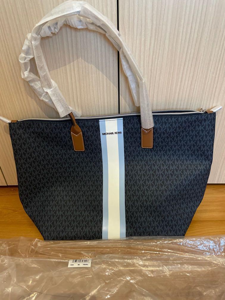 Michael michael kors large shop logo stripe zip pouch