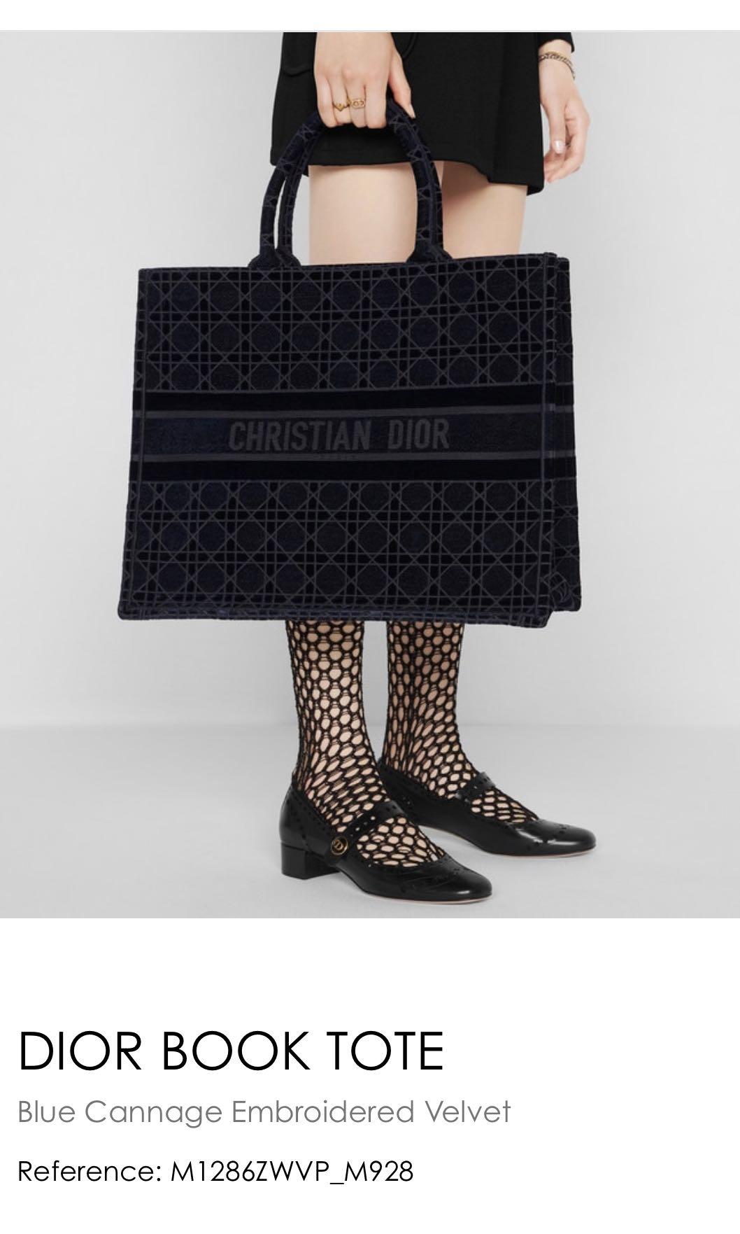 Dior book tote blue cannage embroidered velvet outlet