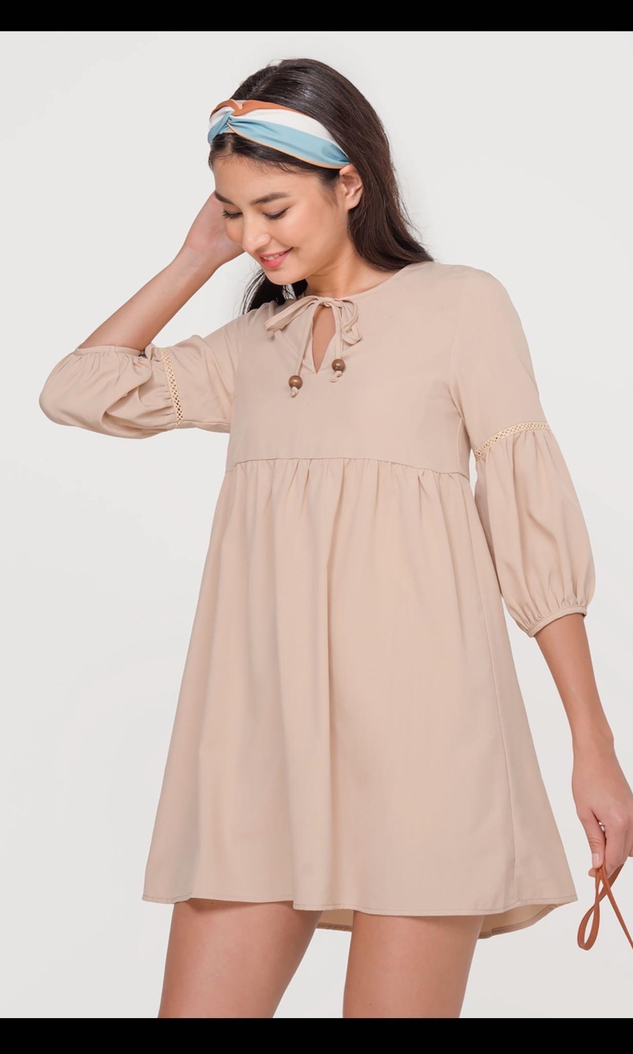 BN Fayth Anja Boho Babydoll Dress (Sand XL), Women's Fashion, Muslimah  Fashion, Dresses on Carousell