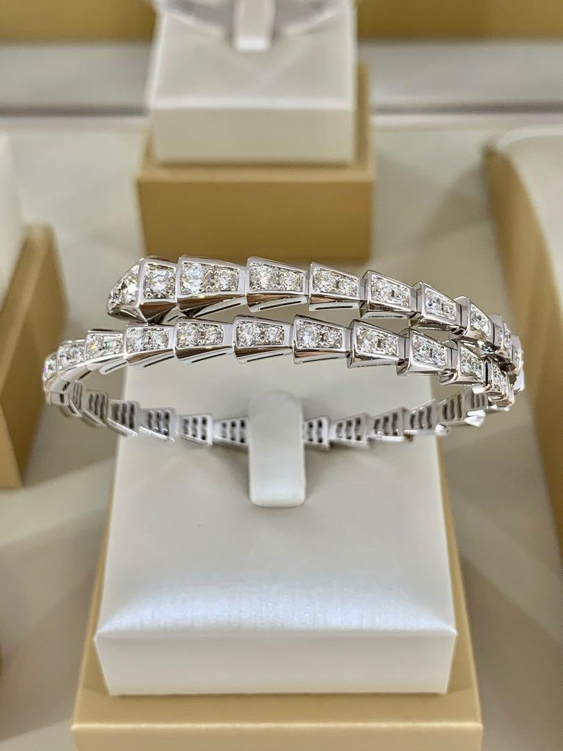 Snake Screw Bangle with Diamond in 750 Solid Gold Women s