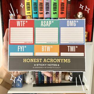 Knock Knock Honest Acronyms Sticky Note Set
