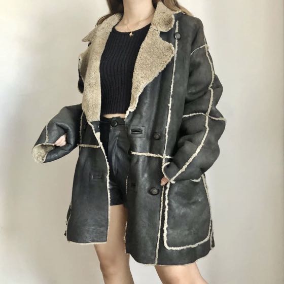 Leather Coat Roberto Massini Fesyen Wanita Pakaian Wanita Baju