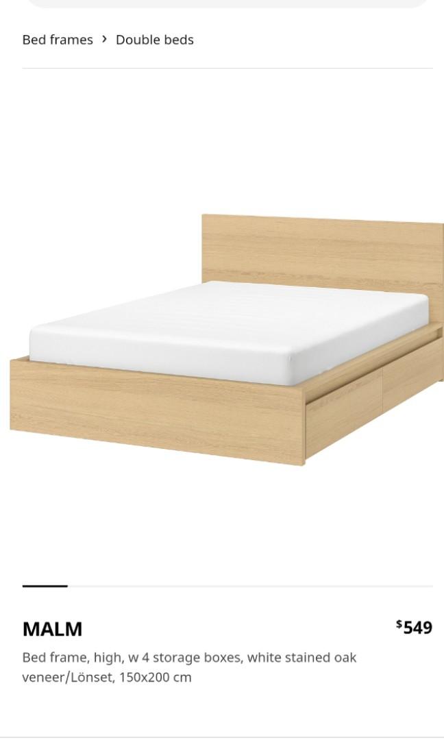 Malm Queen Size Bed With 4 Storage Furniture Beds Mattresses On Carousell Actually, the bed frame should be wider and longer than bedframes have at least two long rails that run from the head to the foot of the bed. carousell
