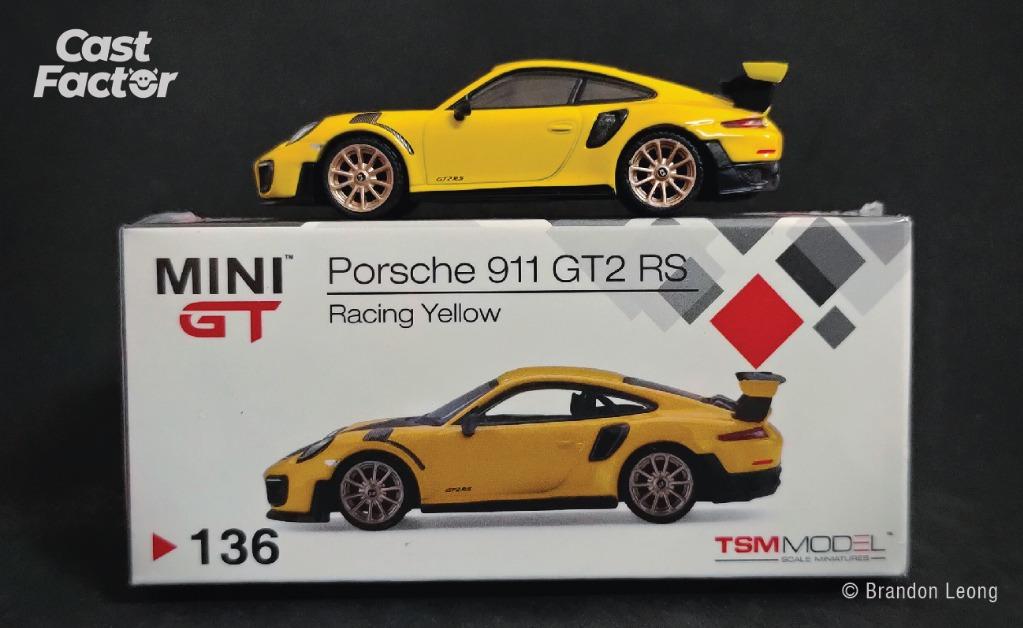 Mini GT 1/64 Racing Yellow Porsche 911 GT2 RS Diecast Model Car  MGT00136 