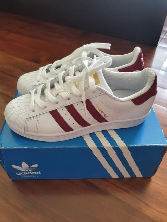 Adidas superstar white burgundy hotsell