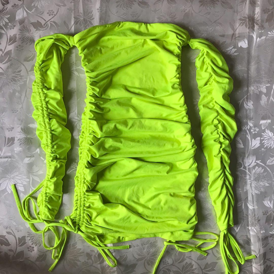 neon green long sleeve dress