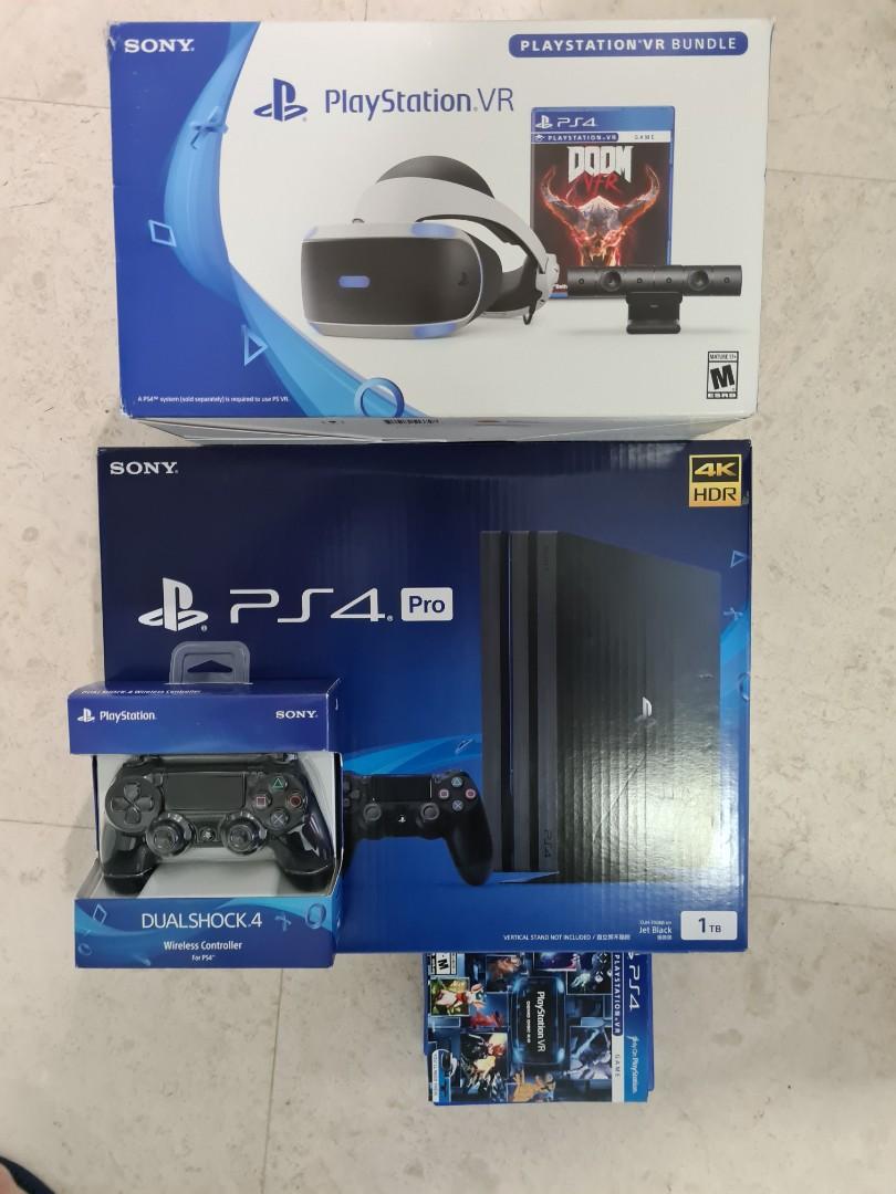 【美品セット】PS4 Pro本体1TB + PS VRとPS Camera +コントローラー２つ 美品セット】PS4 Pro本体1TB + PS VRとPS Camera +コントローラー2つ