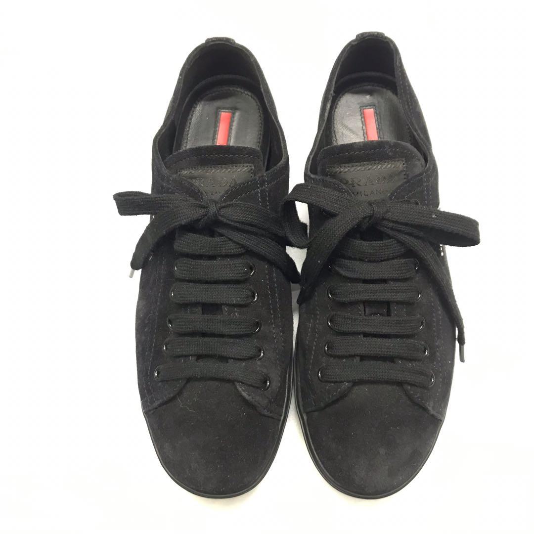 All black prada store sneakers