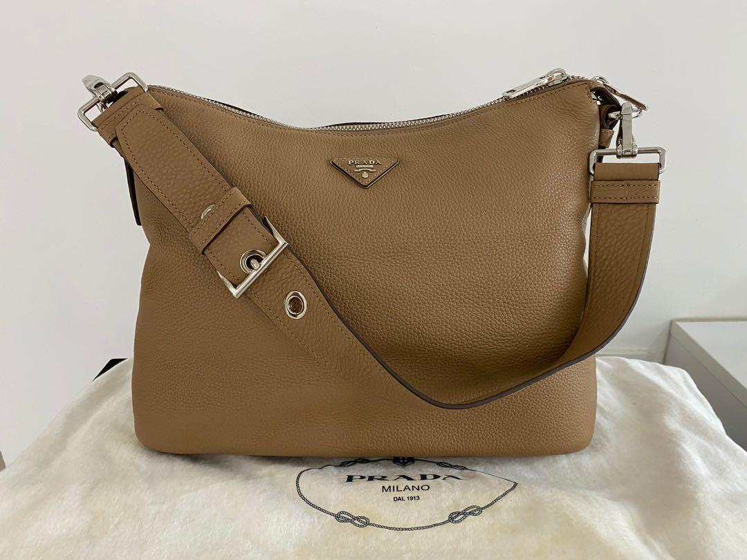 Prada - Vitello Daino Hobo Shoulder Bag Sesamo