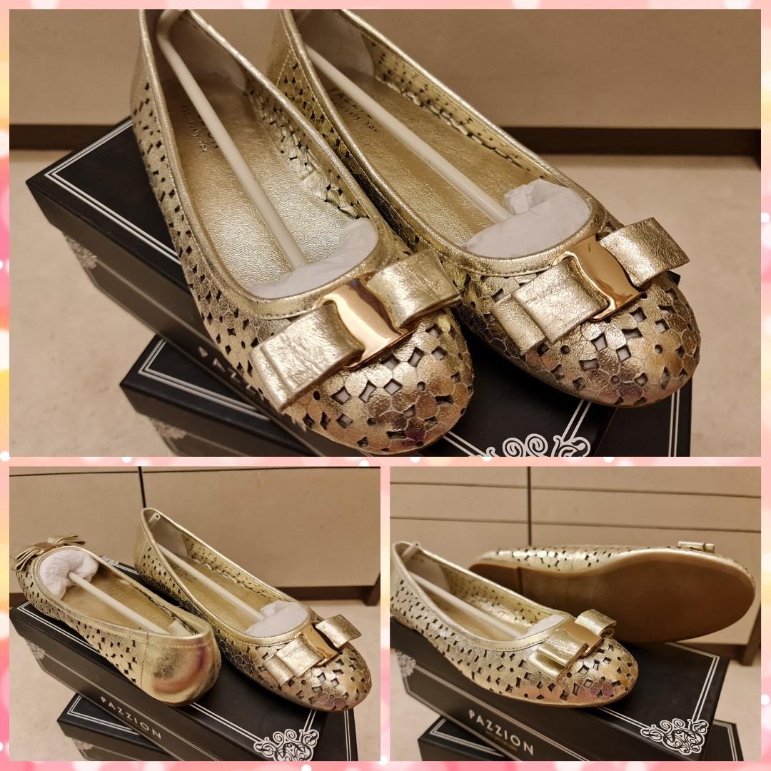 Preloved Pazzion Gold Flats Size 38 Women s Fashion Footwear Flats on Carousell