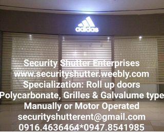 Roll up Doors/Motor or Manually operated/Polycarbonate, Closed Type, Grille Type