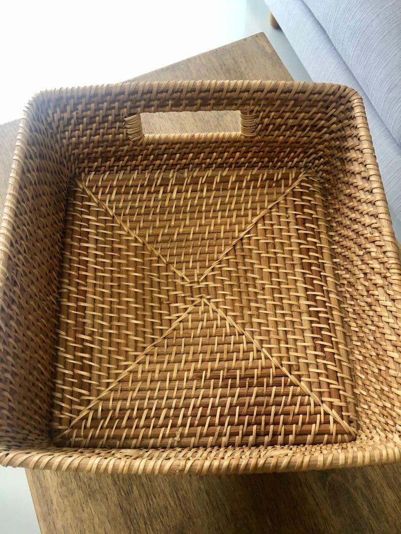 Set of 4 Wood/Wicker Storage Boxes (Muji & Ikea), Furniture & Home Living, Home Improvement