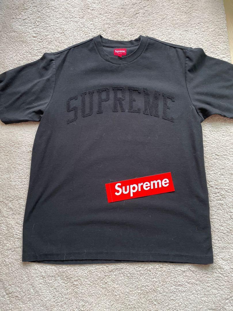 Supreme Chenille Arc Logo S/S Top (Black), 男裝, 外套及戶外衣服