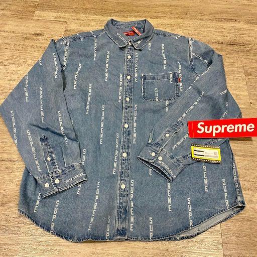 Supreme Logo Stripe Jacquard Denim Shirt (FW20), 女裝, 上衣, T