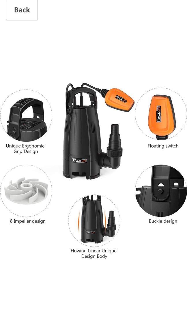 Tacklife submersible utility pump, Furniture & Home Living, Gardening, Hose and Watering Devices