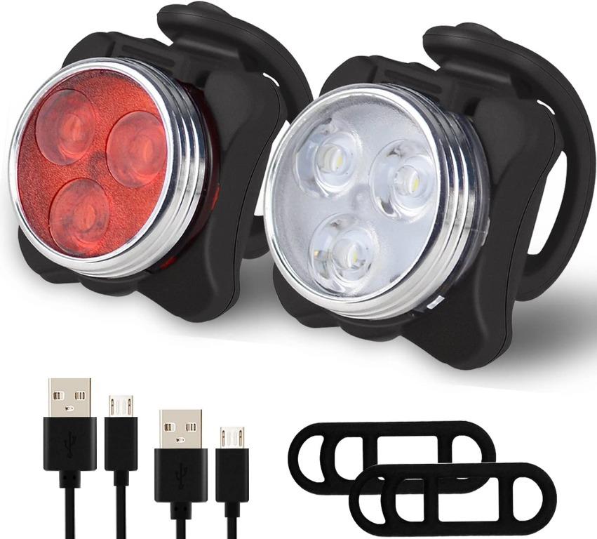 Rechargeable LED Bike Lights Set T6 Super Bright Front /& Rear Mountain MTB Lamp