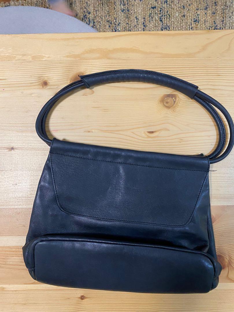 navy soft leather handbag