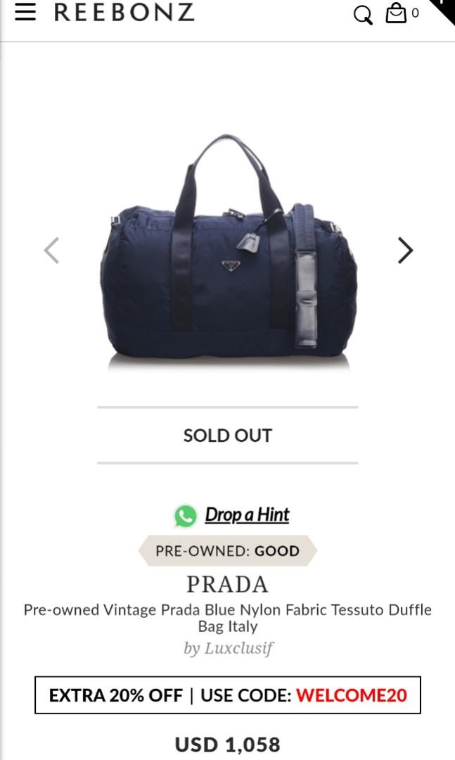 vintage Prada Blue nylon tessuto duffle bag, Luxury, Bags