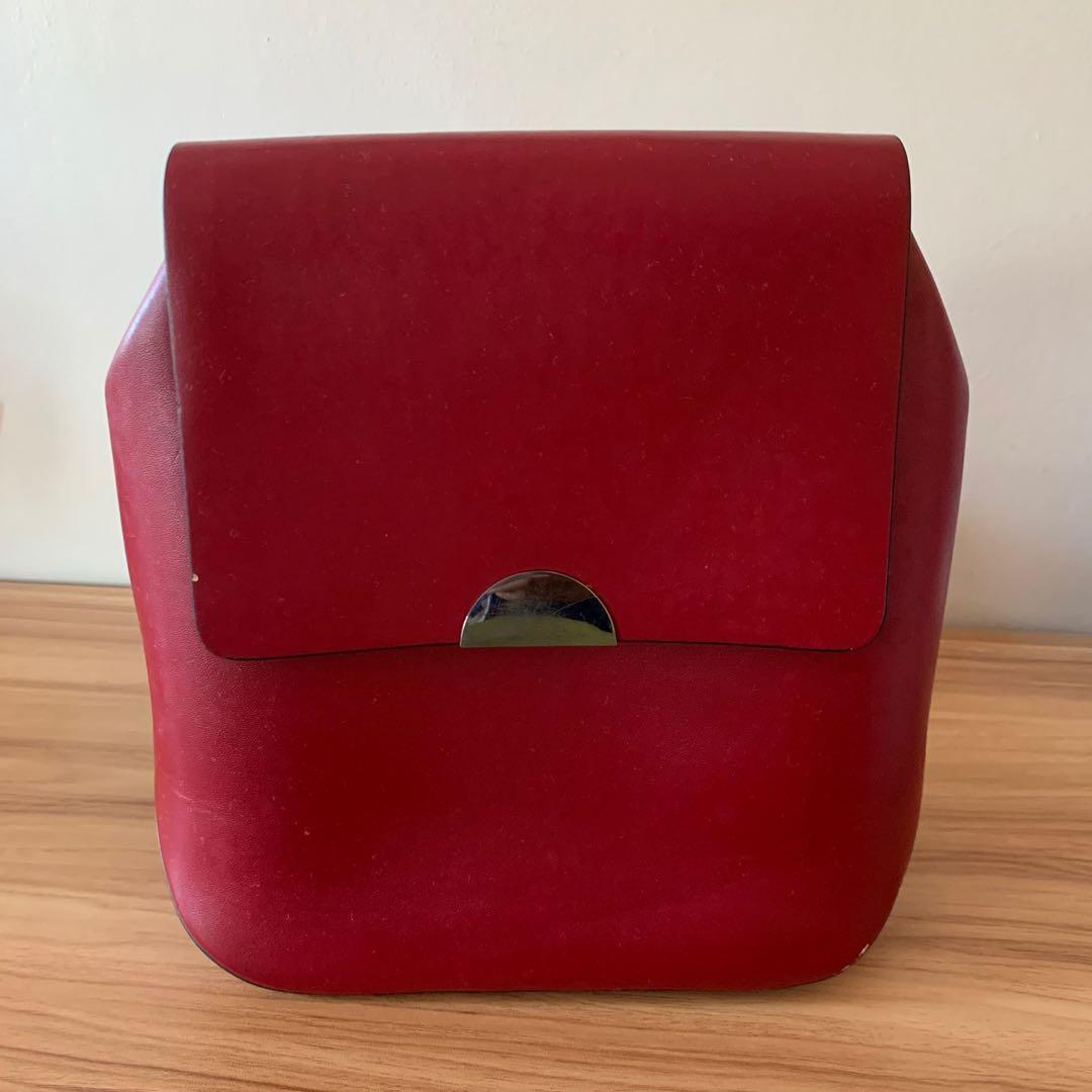 zara red backpack