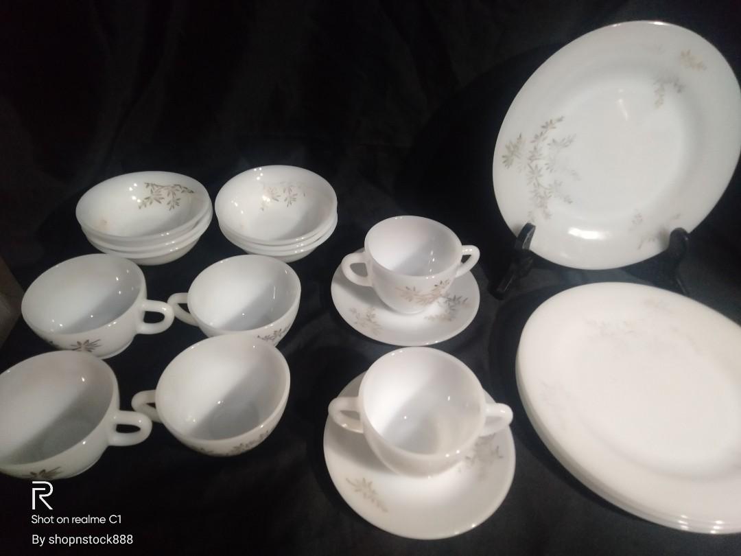 1950 S 60 S Federal Glass Milk Glass Dishes Golden Glory Pattern 18pcs Hobbies Toys Memorabilia Collectibles Vintage Collectibles On Carousell