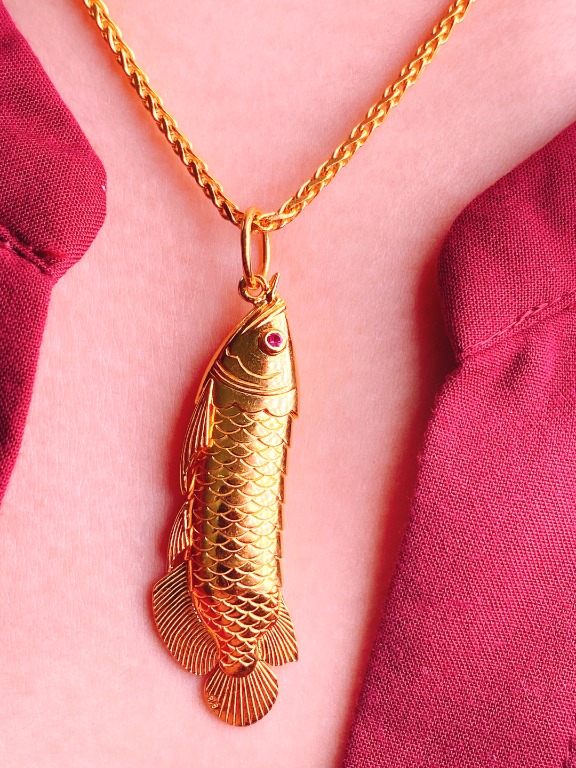 916 22K Golden Fish Pendant Women s Fashion Jewelry Organisers