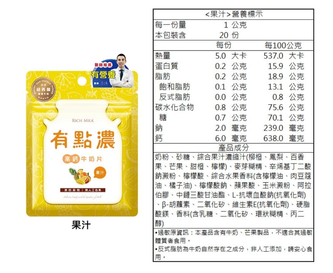 台灣直送 有點濃~高鈣牛奶片(20g) 款式可選, 嘢食 & 嘢飲, 包裝食物&即食食物 - Carousell