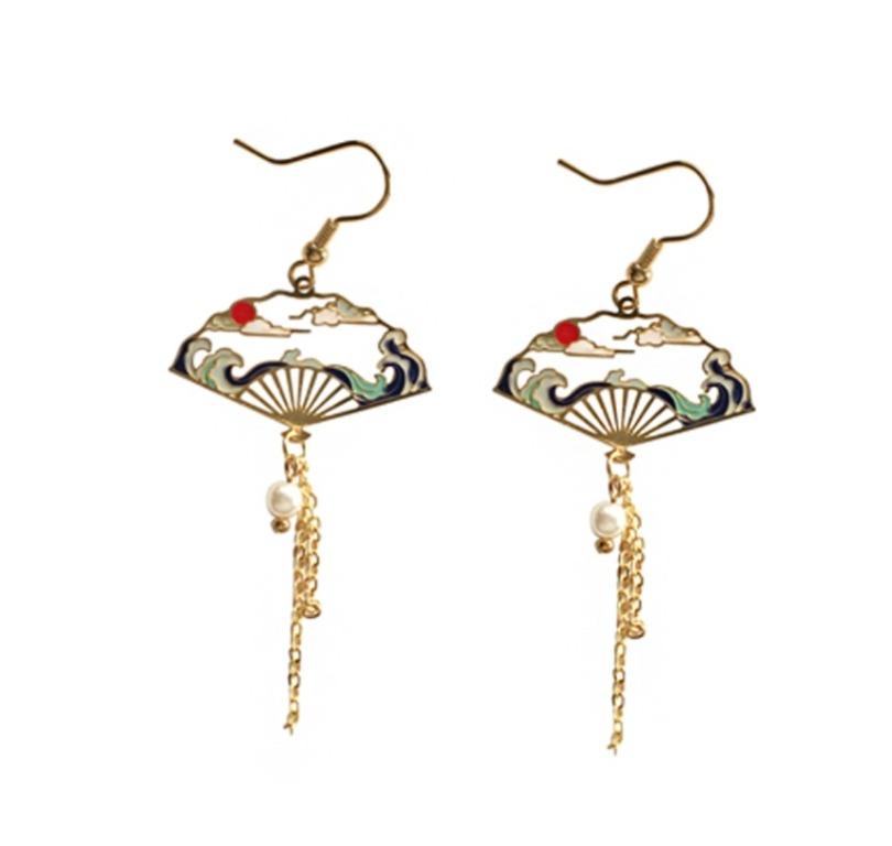 Chinese fan earrings cheap