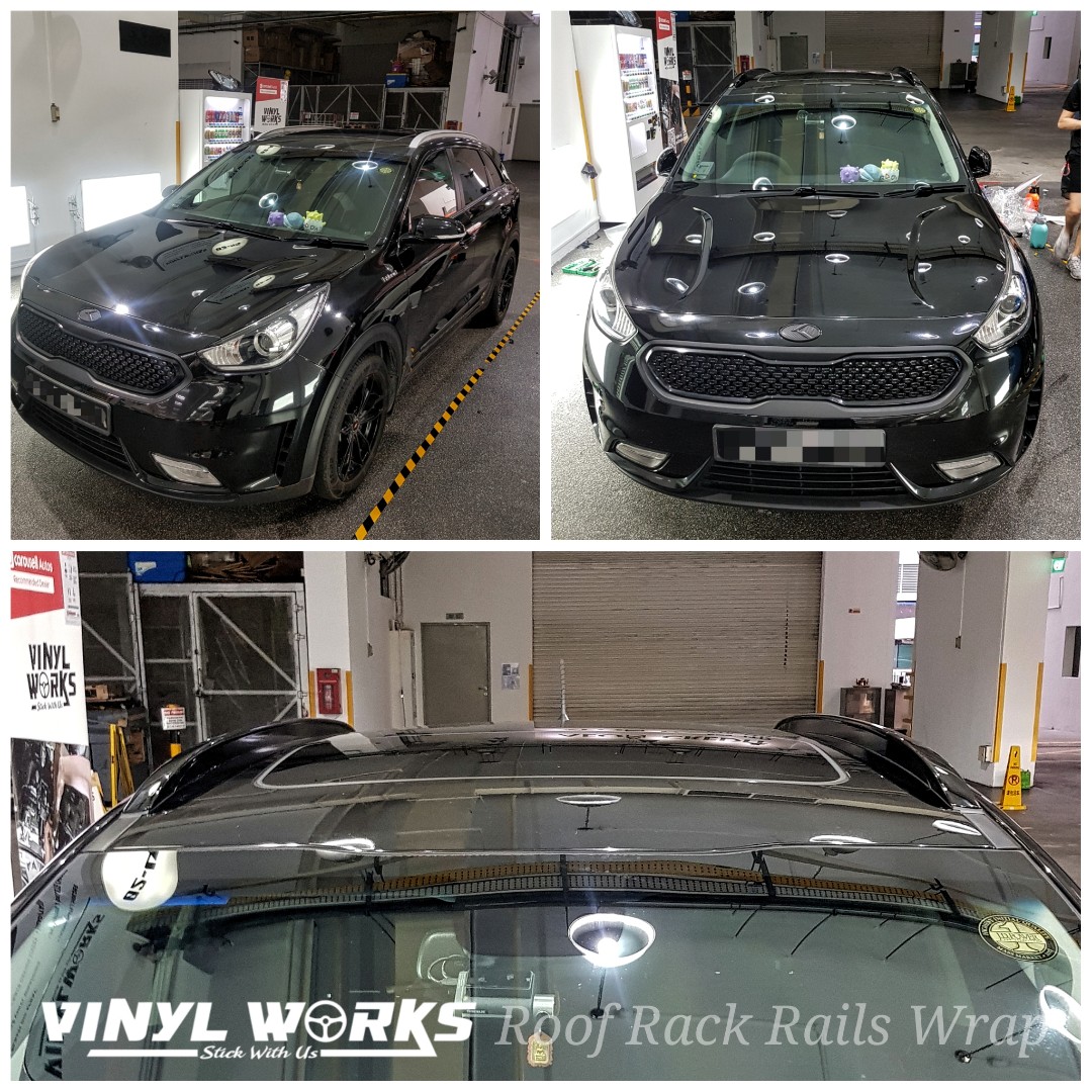 Glossy Black Roof Rack Rails Wrap, Car Accessories, Accessories on